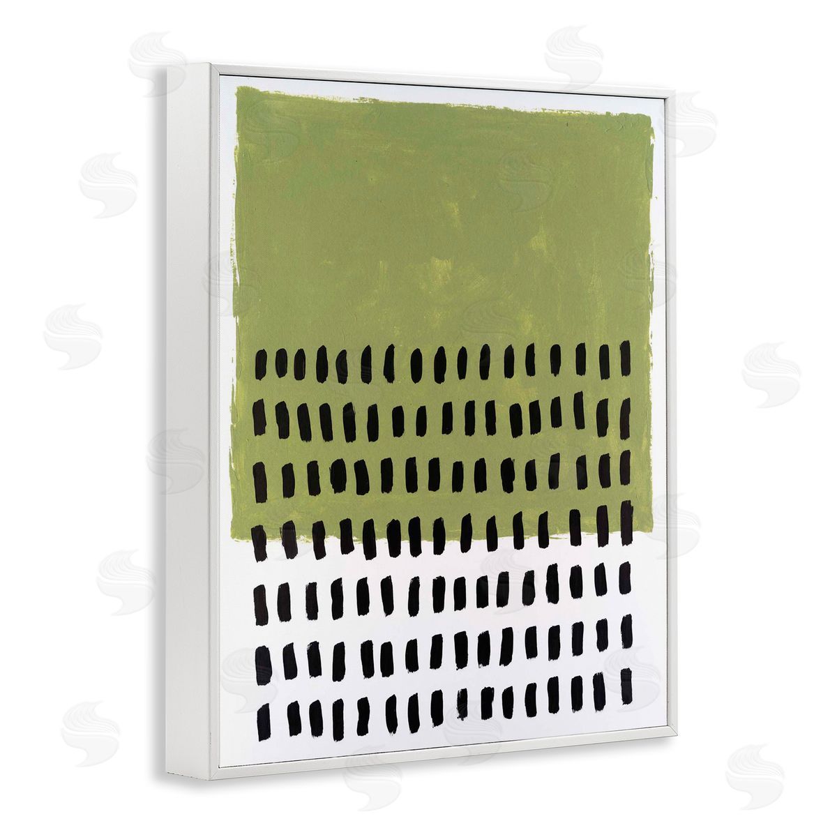 Green Dotted Pattern White Frame Print Wall Art, Home Decor by Michael Willett