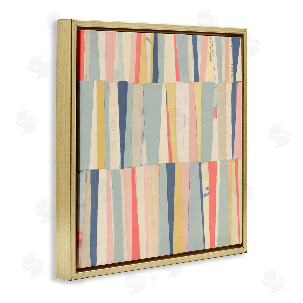 Pastel Shapes Collage Gold Floating Frame Canvas Wall Art, Home Decor by Pippin Schupbach
