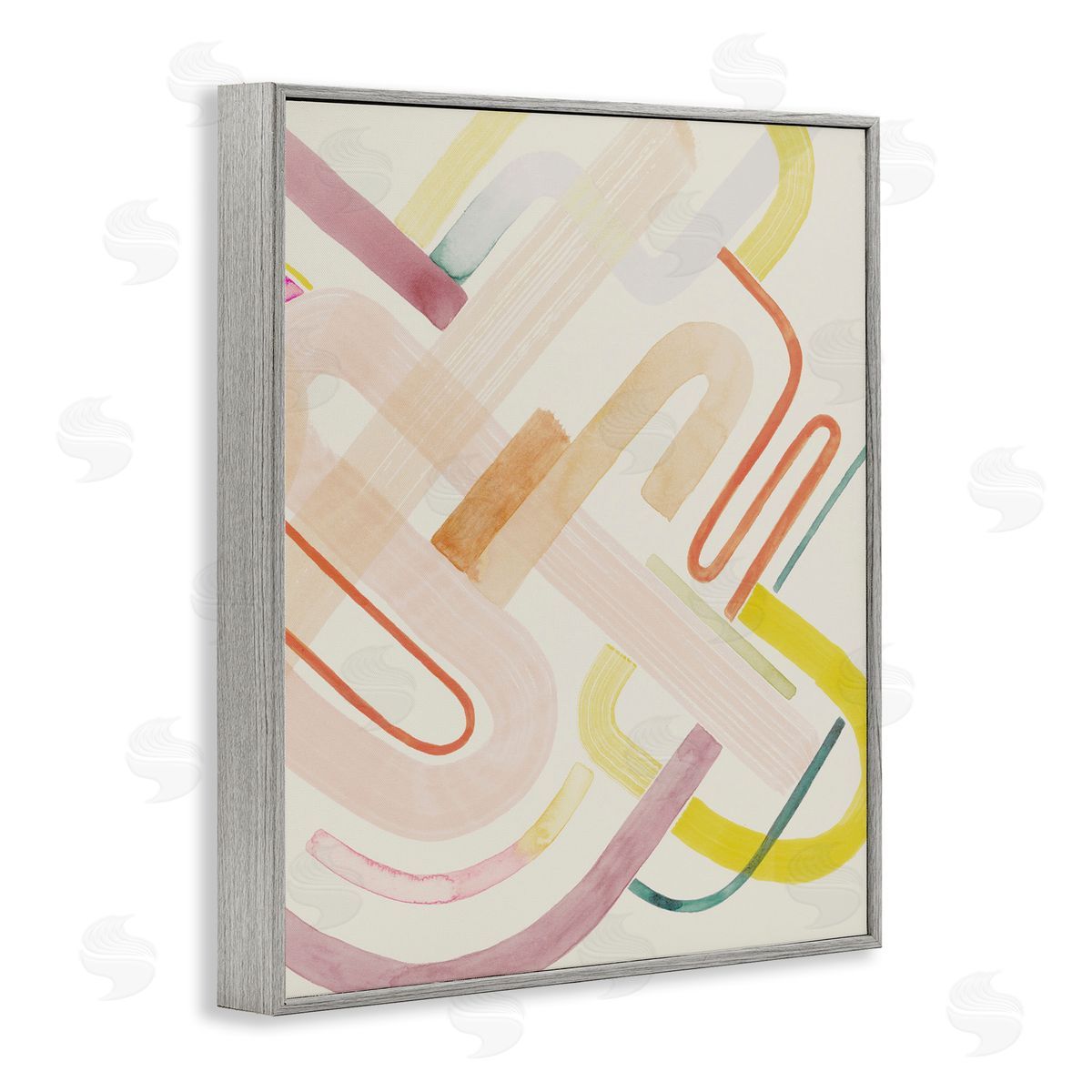 Overlapping Curved Shapes Grey Frame Print Wall Art, Home Decor by Grace Popp