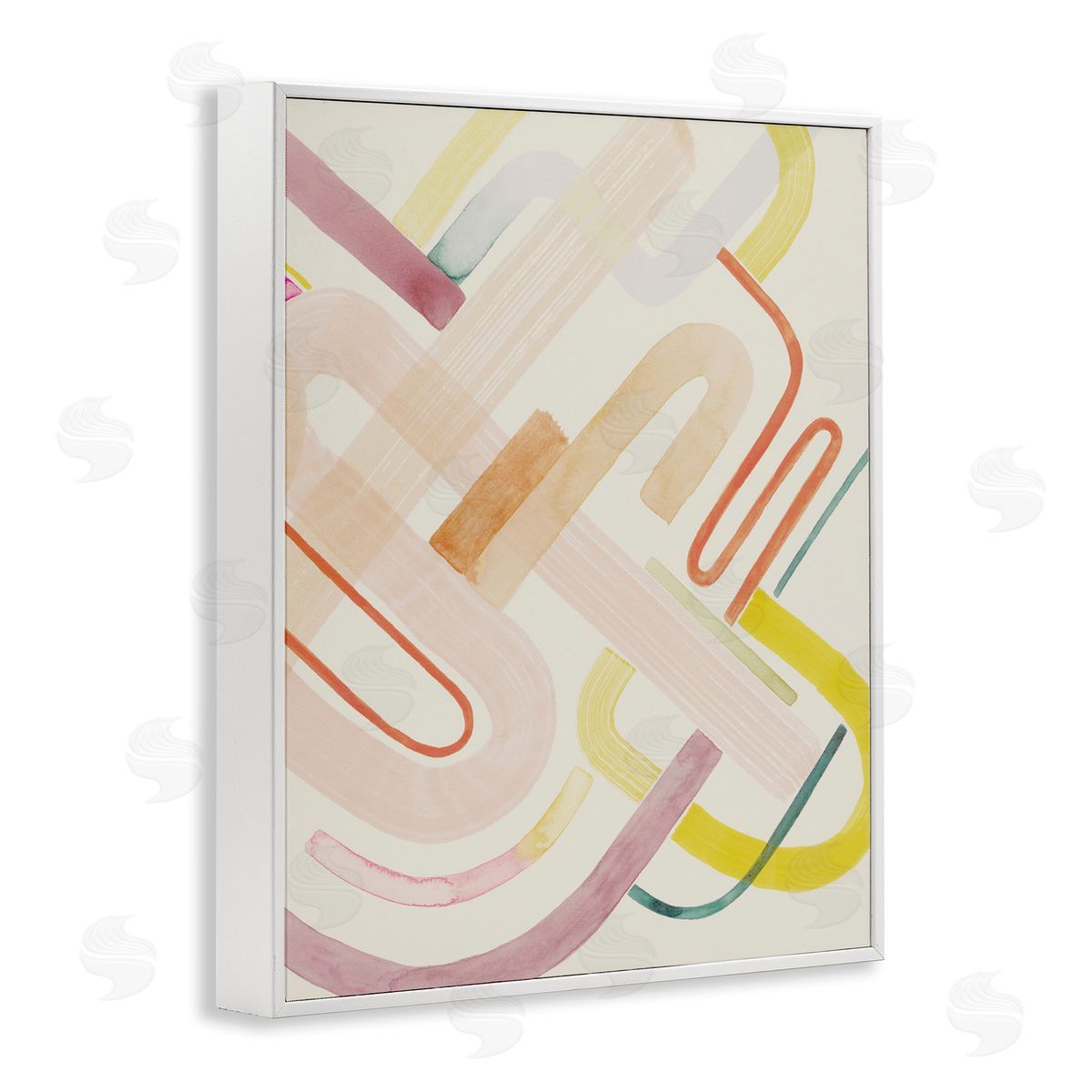 Overlapping Curved Shapes White Frame Print Wall Art, Home Decor by Grace Popp