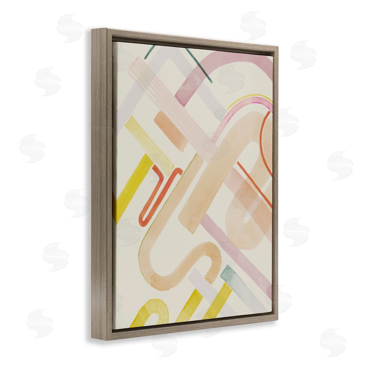 Curved Forms Collage Brown Floating Frame Canvas Wall Art, Home Decor by Grace Popp