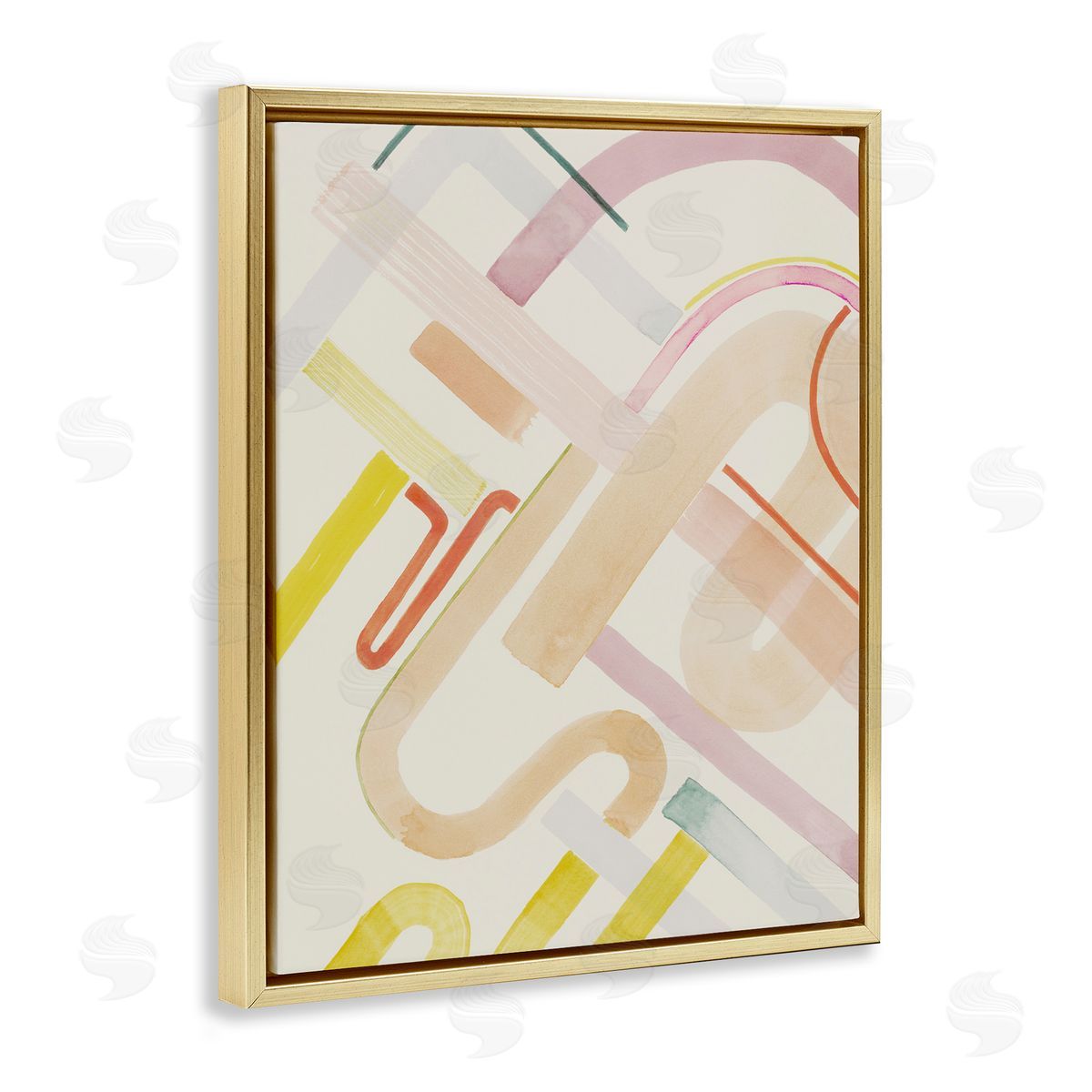 Curved Forms Collage Gold Floating Frame Canvas Wall Art, Home Decor by Grace Popp
