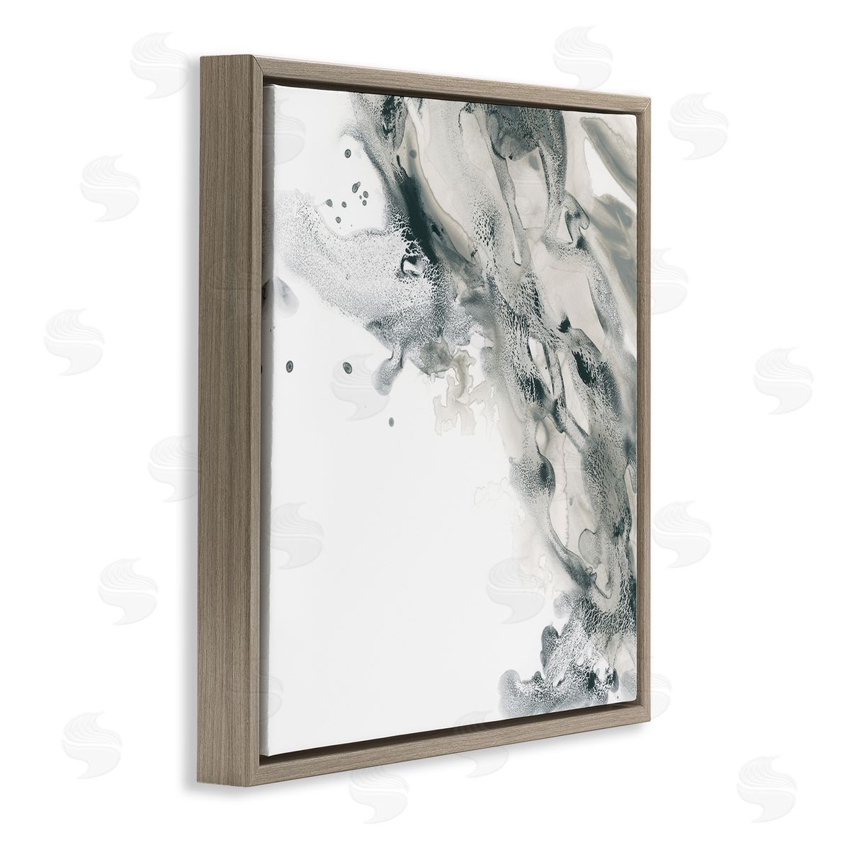 Grey Swirled Liquid Brown Floating Frame Canvas Wall Art, Home Decor by June Erica Vess
