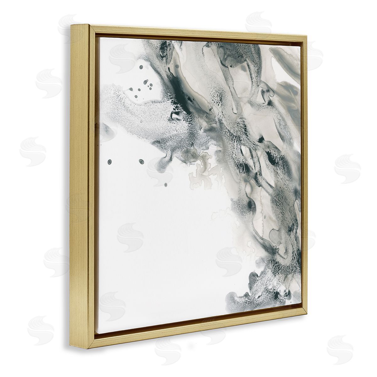 Grey Swirled Liquid Gold Floating Frame Canvas Wall Art, Home Decor by June Erica Vess