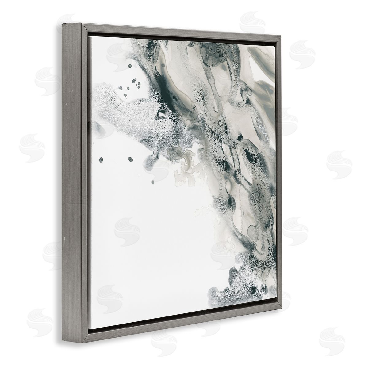Grey Swirled Liquid Grey Floating Frame Canvas Wall Art, Home Decor by June Erica Vess