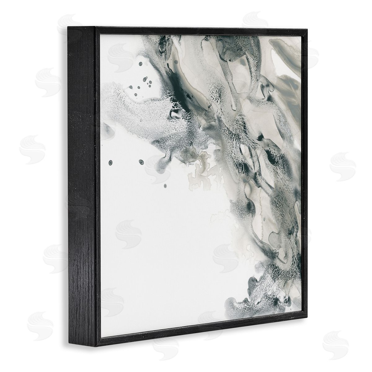 Grey Swirled Liquid Black Frame Print Wall Art, Home Decor by June Erica Vess
