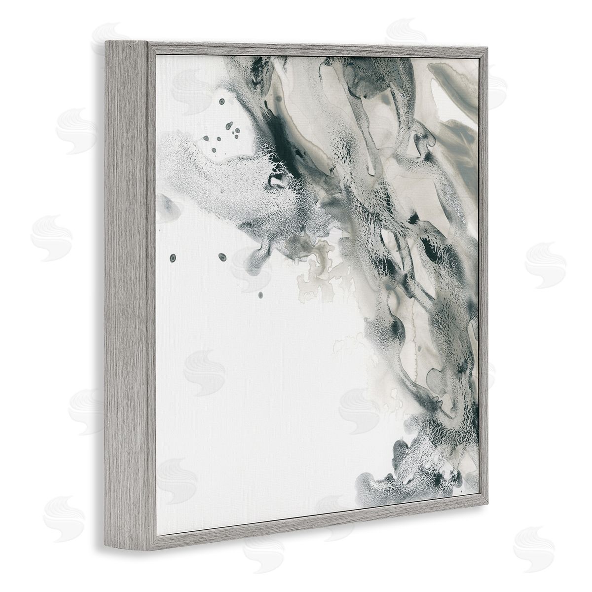 Grey Swirled Liquid Grey Frame Print Wall Art, Home Decor by June Erica Vess