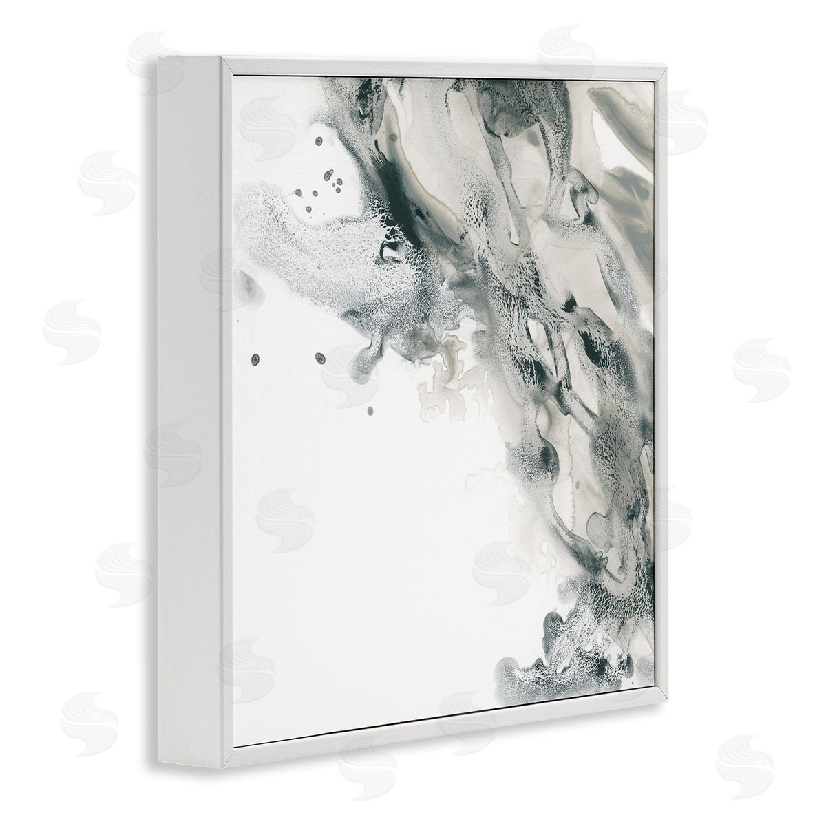 Grey Swirled Liquid White Frame Print Wall Art, Home Decor by June Erica Vess