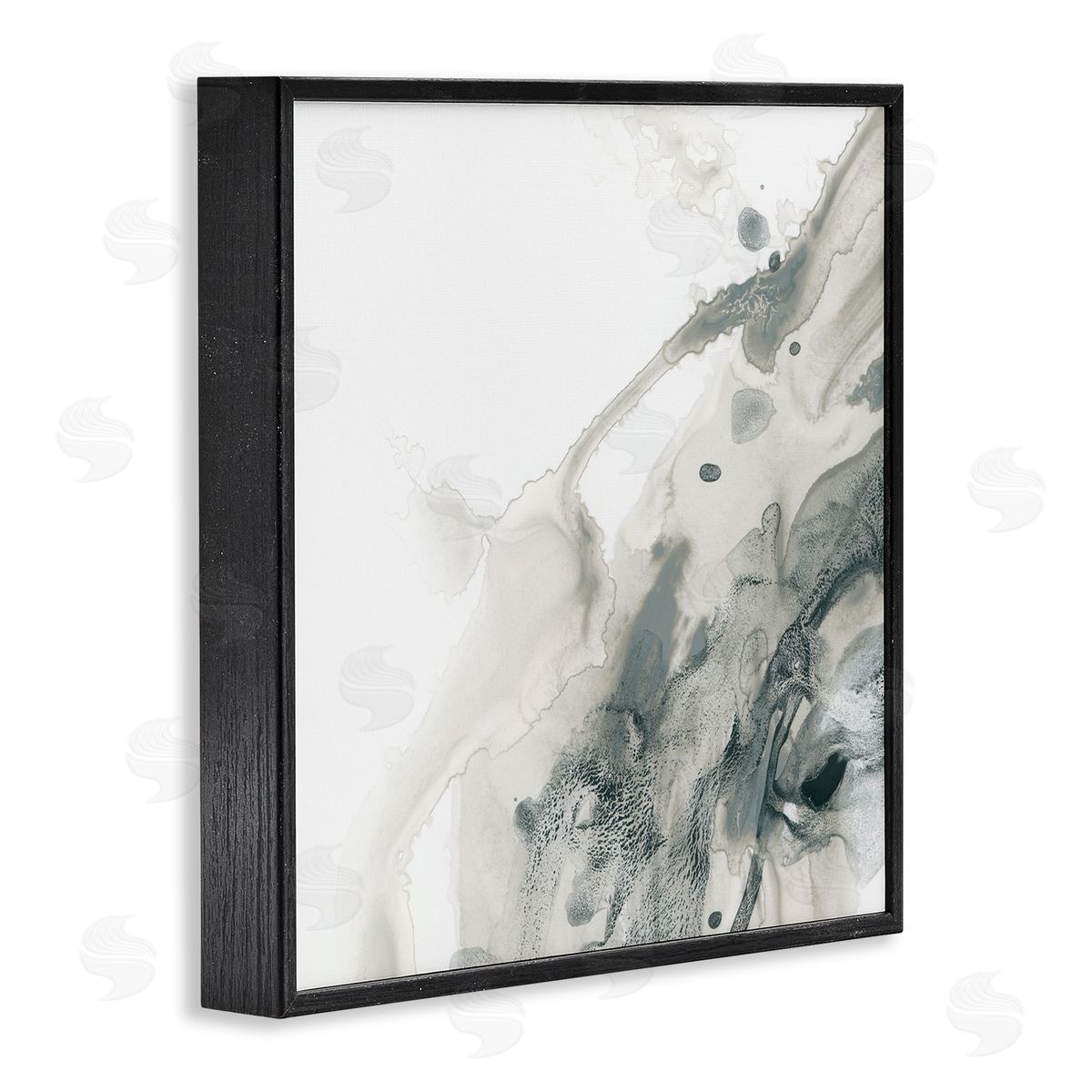 Grey Splash on White Black Frame Print Wall Art, Home Decor by June Erica Vess