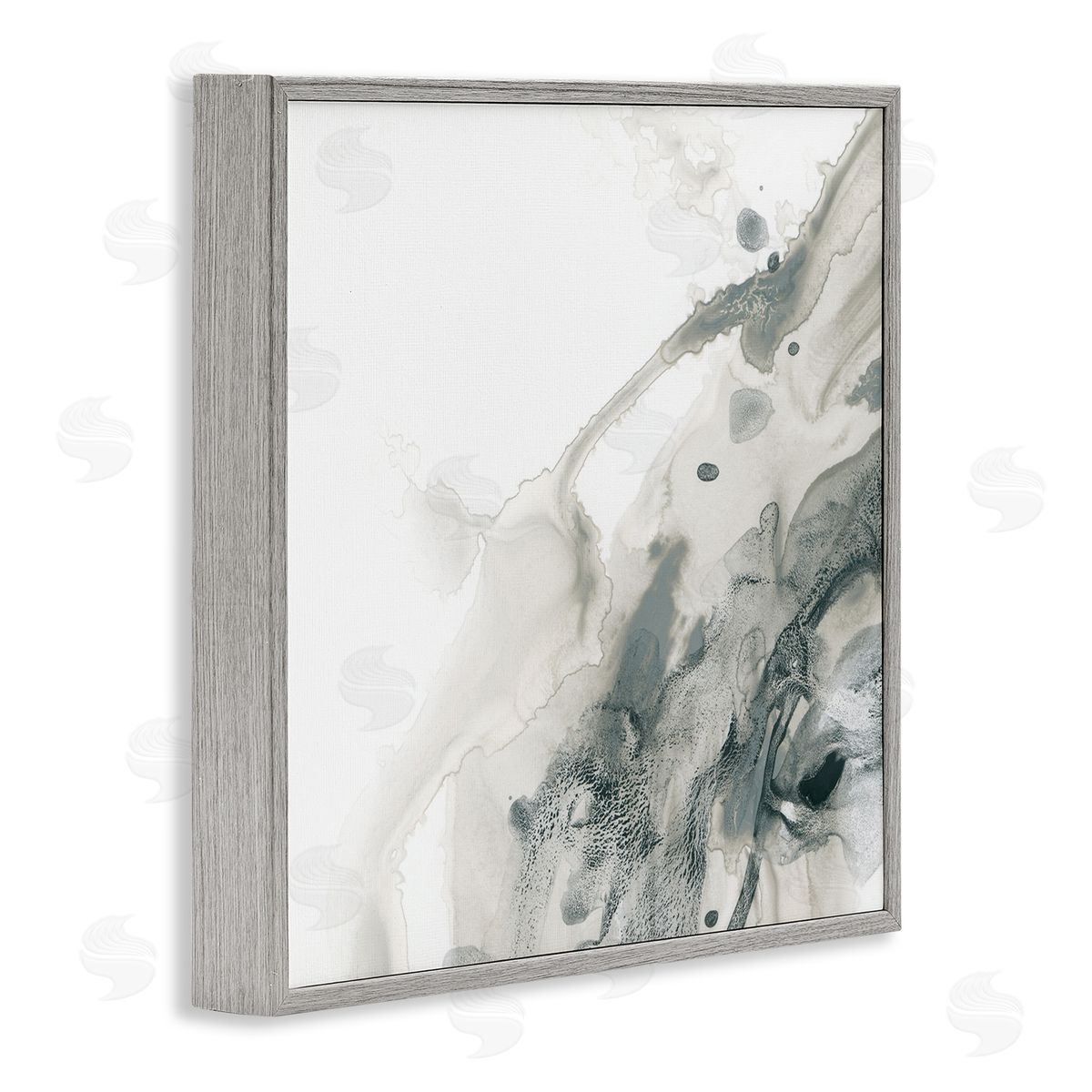 Grey Splash on White Grey Frame Print Wall Art, Home Decor by June Erica Vess