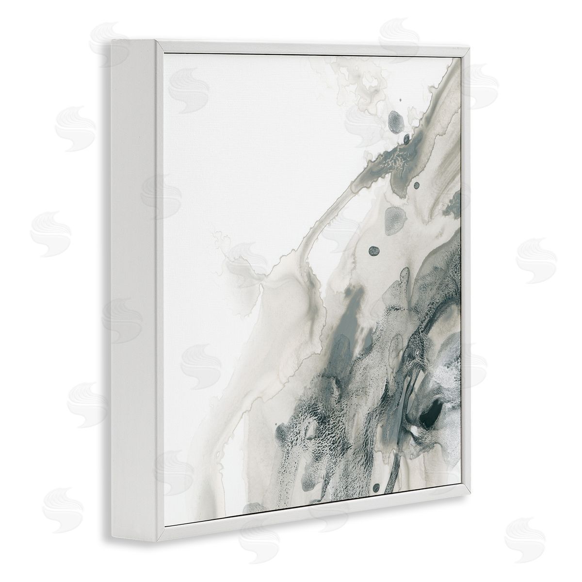 Grey Splash on White White Frame Print Wall Art, Home Decor by June Erica Vess
