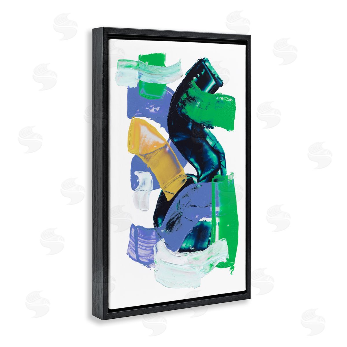Expressive Bold Brush Strokes Black Floating Frame Canvas Wall Art, Home Decor by Melissa Wang