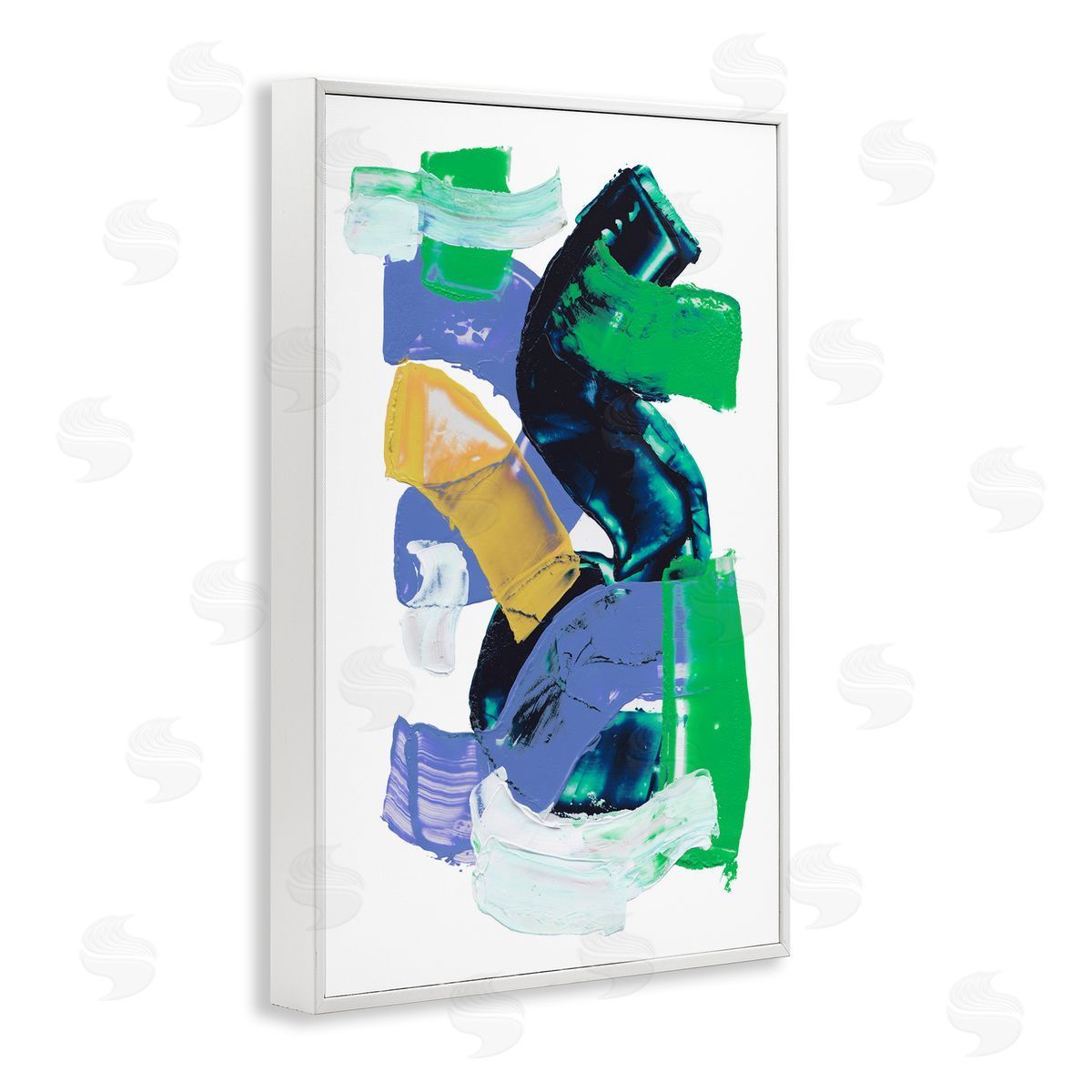 Expressive Bold Brush Strokes White Frame Print Wall Art, Home Decor by Melissa Wang