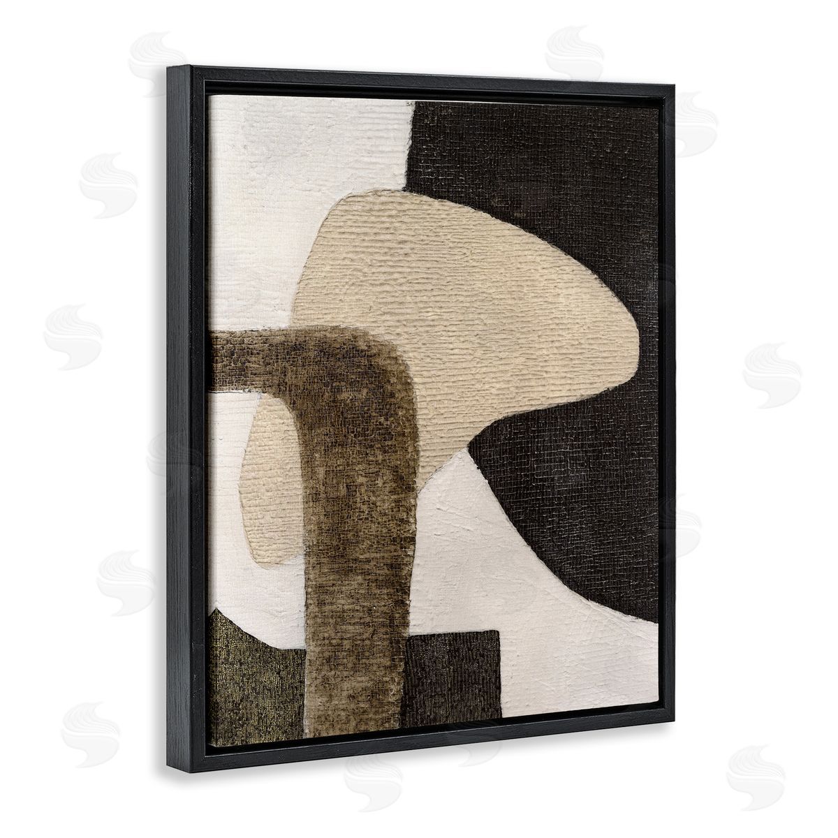Southwestern Neutrals Pattern Black Floating Frame Canvas Wall Art, Home Decor by Vanna Lam