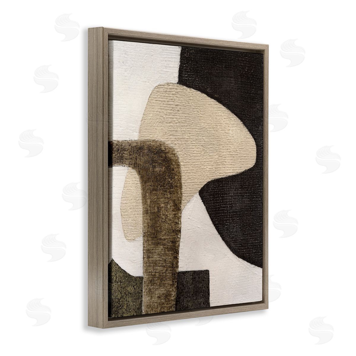 Southwestern Neutrals Pattern Brown Floating Frame Canvas Wall Art, Home Decor by Vanna Lam