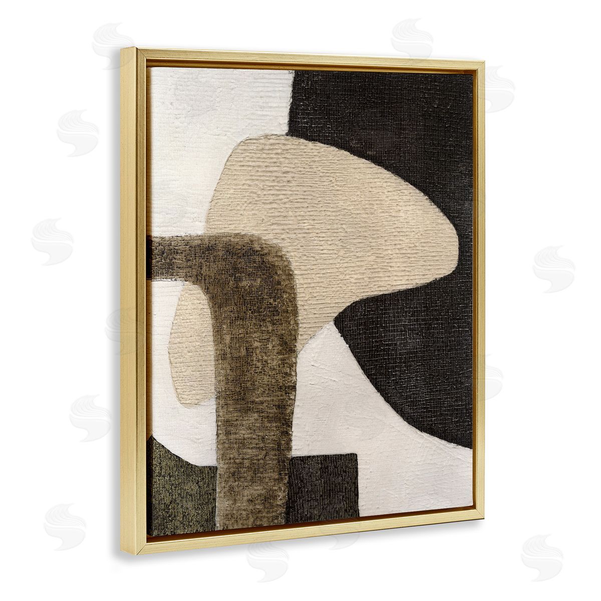 Southwestern Neutrals Pattern Gold Floating Frame Canvas Wall Art, Home Decor by Vanna Lam