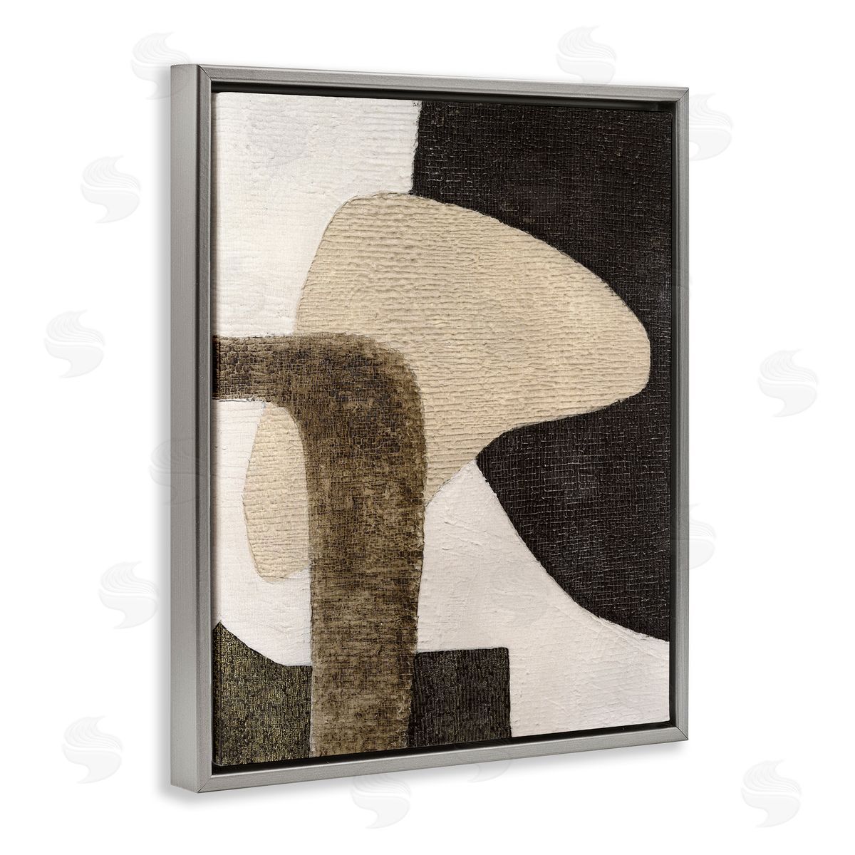 Southwestern Neutrals Pattern Grey Floating Frame Canvas Wall Art, Home Decor by Vanna Lam