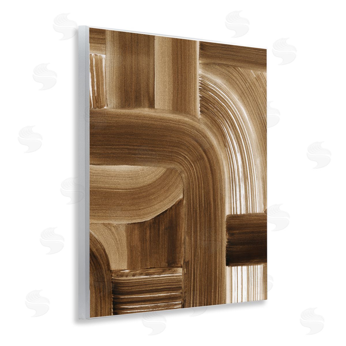 Brown Curved Paint Strokes Wood Plaque Wall Art, Home Decor by Grace Popp