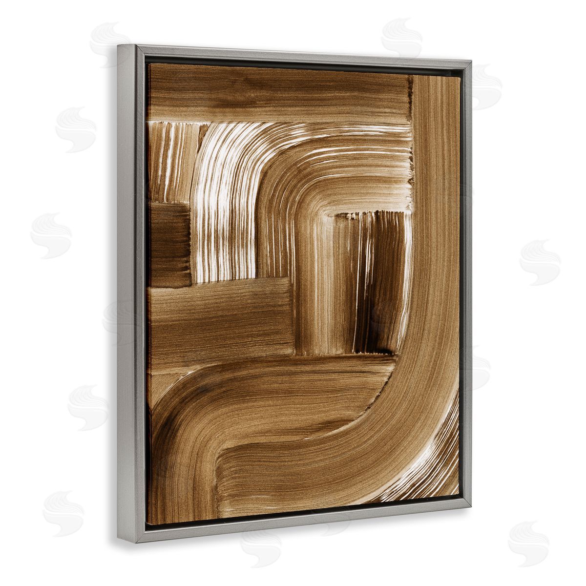 Brown Curved Arches Grey Floating Frame Canvas Wall Art, Home Decor by Grace Popp