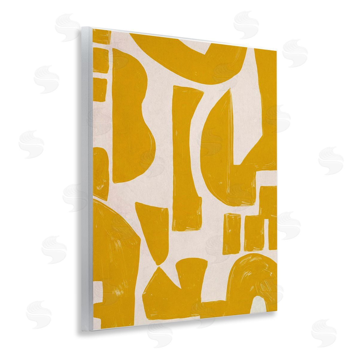 Yellow Asymmetrical Shapes Wood Plaque Wall Art, Home Decor by June Erica Vess