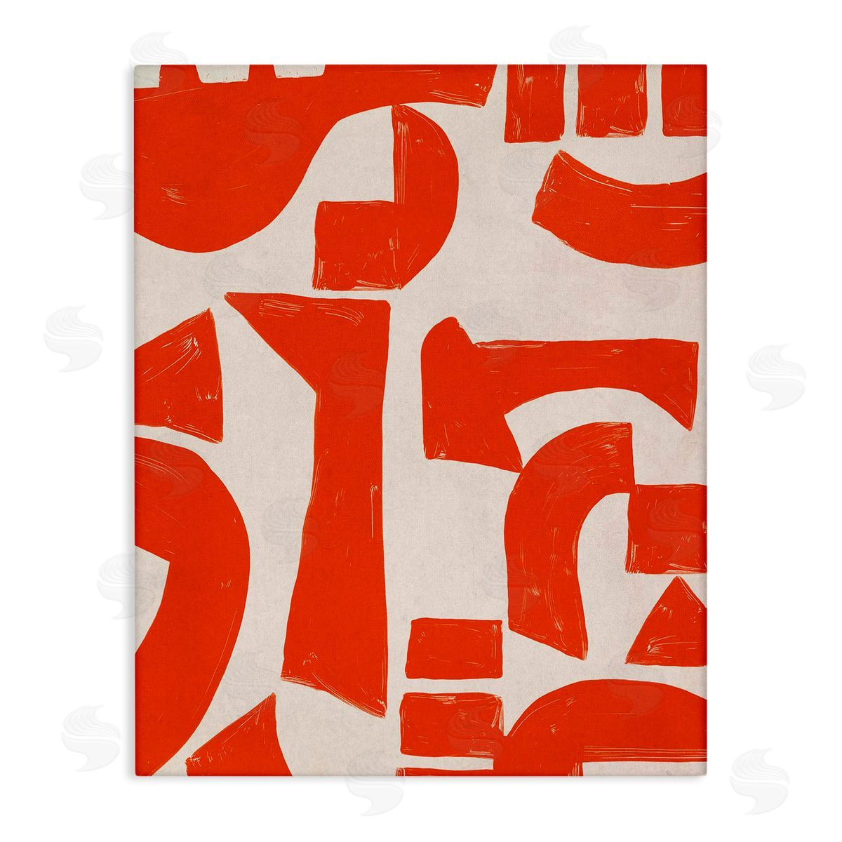 Red Asymmetrical Shapes Canvas Wall Art, Home Decor by June Erica Vess