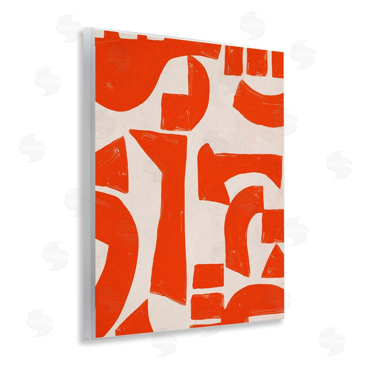 Red Asymmetrical Shapes Wood Plaque Wall Art, Home Decor by June Erica Vess