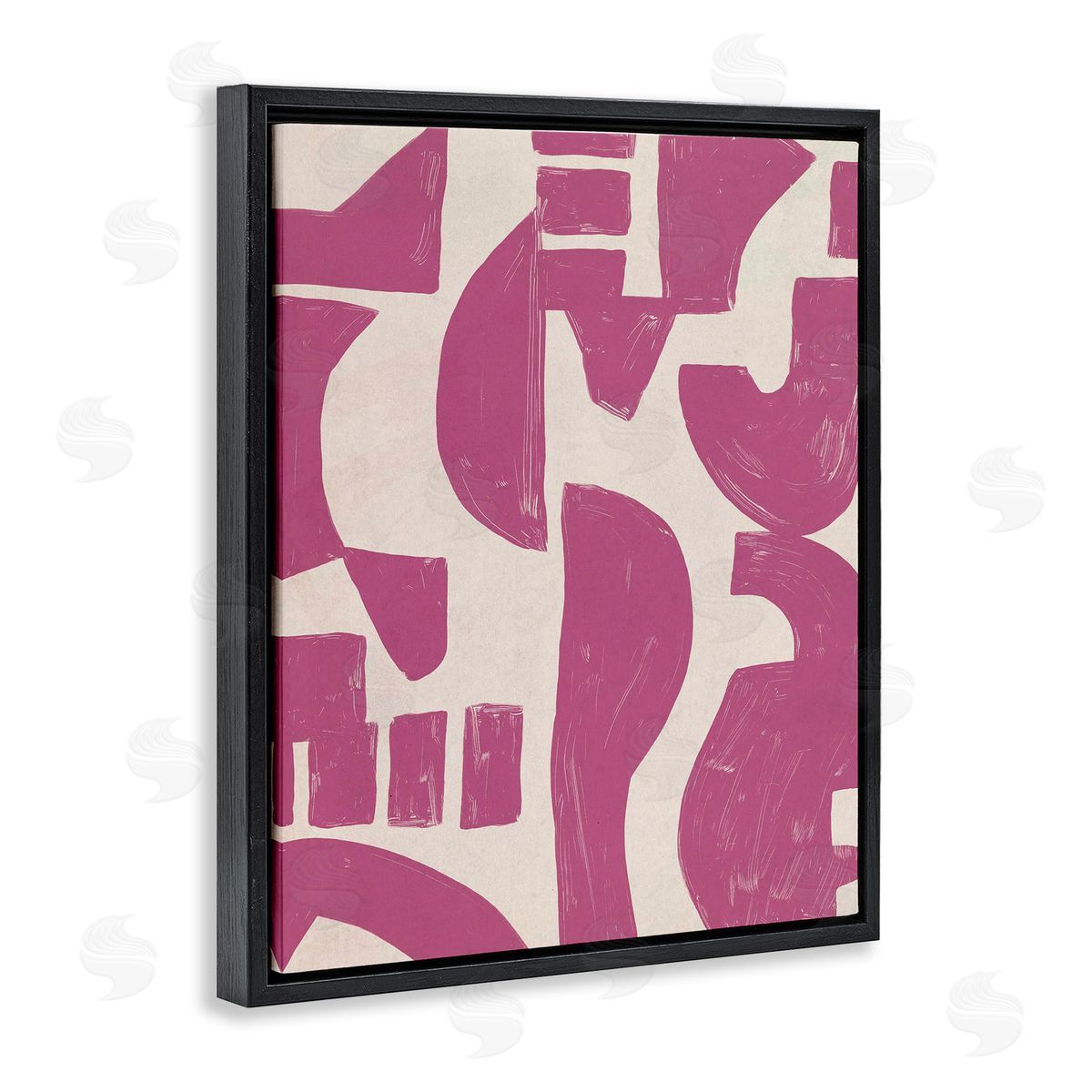 Purple Asymmetrical Shapes Black Floating Frame Canvas Wall Art, Home Decor by June Erica Vess