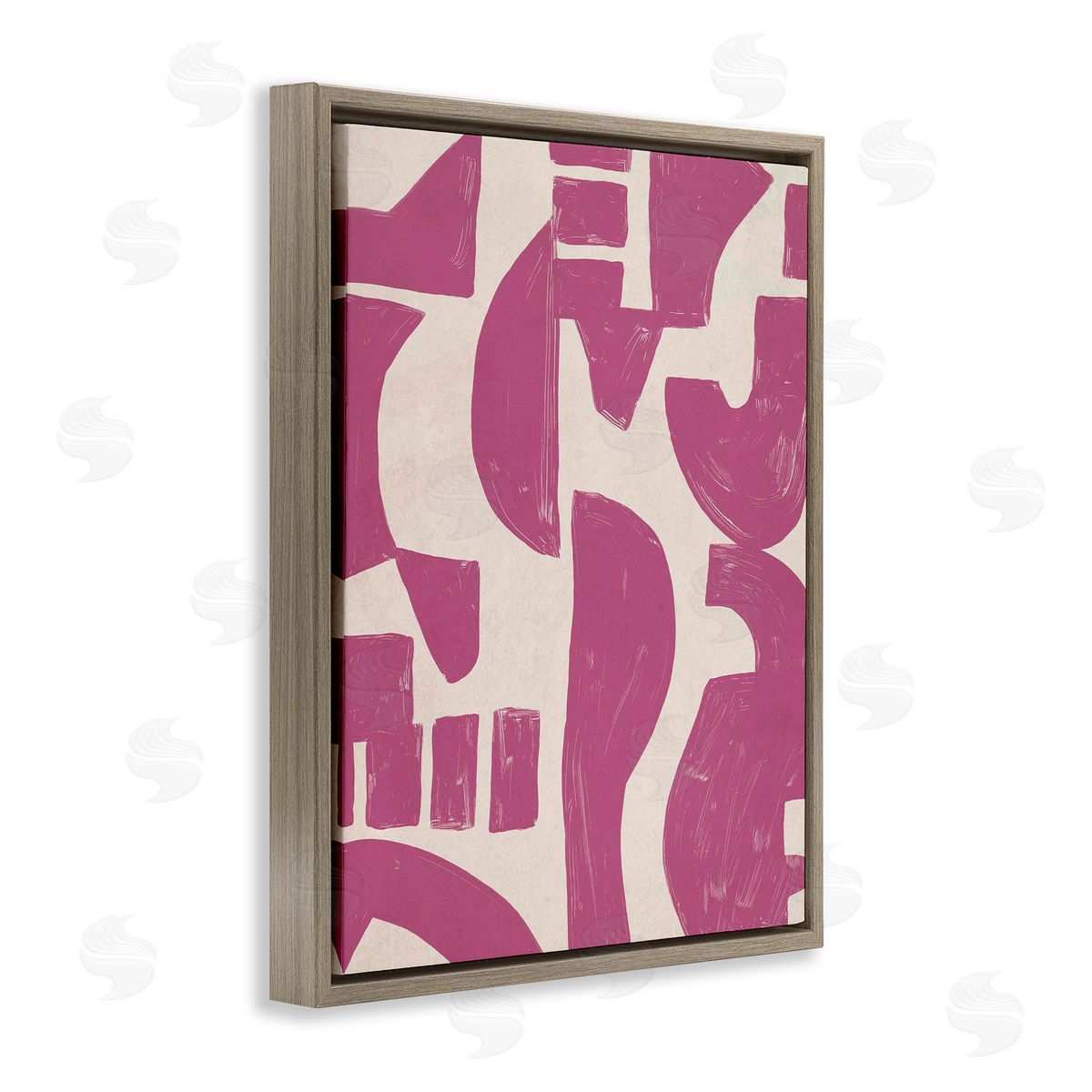 Purple Asymmetrical Shapes Brown Floating Frame Canvas Wall Art, Home Decor by June Erica Vess