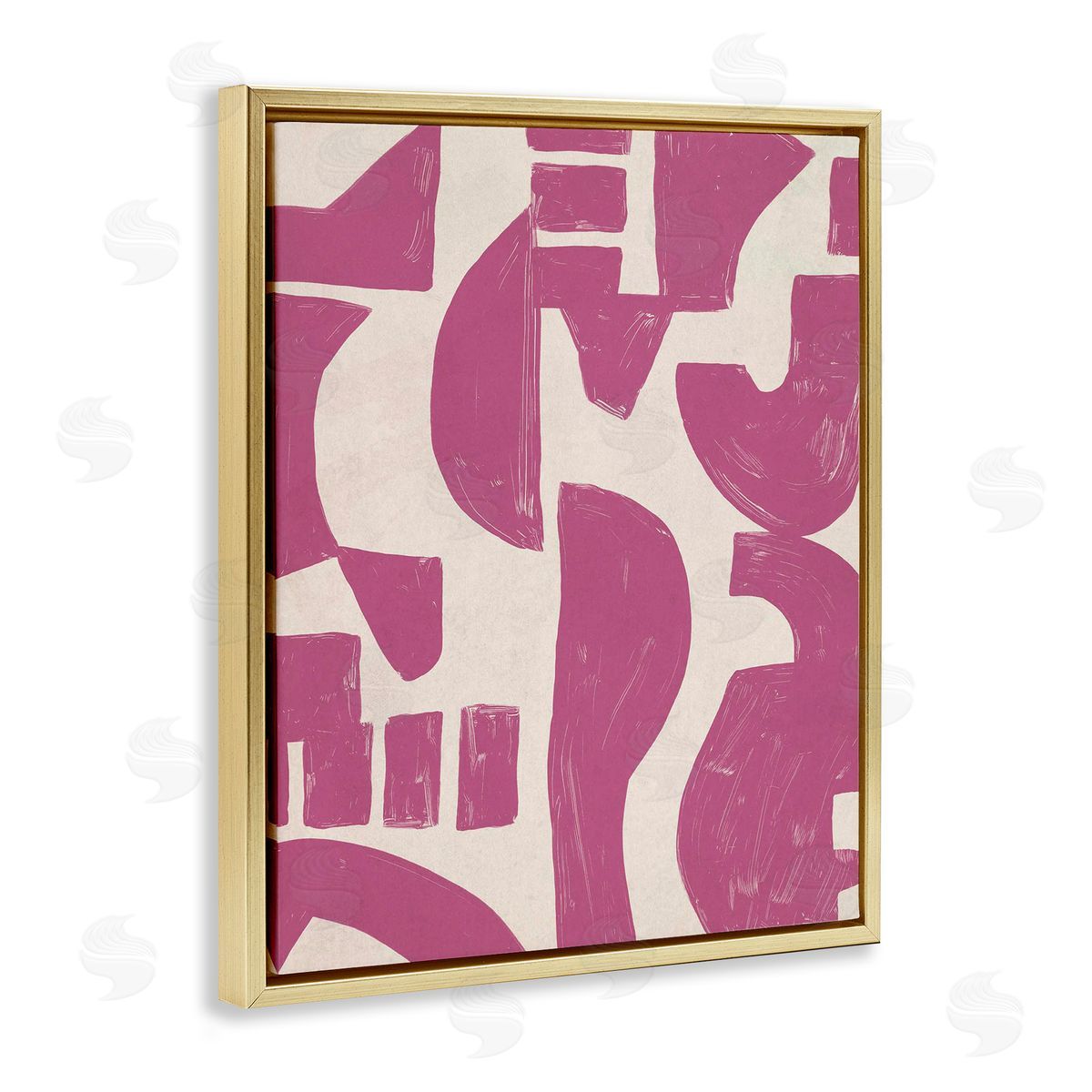 Purple Asymmetrical Shapes Gold Floating Frame Canvas Wall Art, Home Decor by June Erica Vess