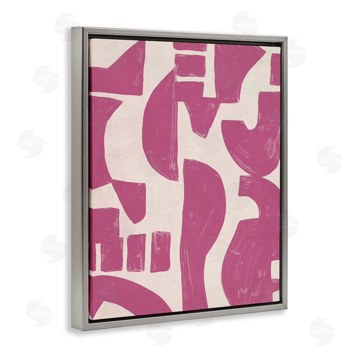 Purple Asymmetrical Shapes Grey Floating Frame Canvas Wall Art, Home Decor by June Erica Vess