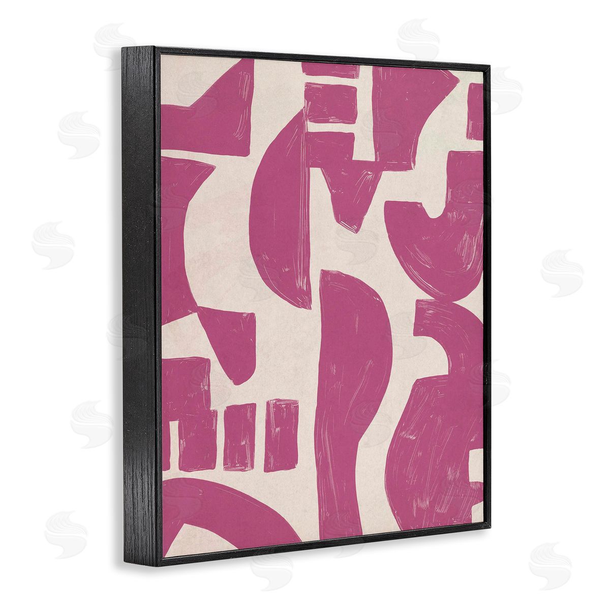 Purple Asymmetrical Shapes Black Frame Print Wall Art, Home Decor by June Erica Vess