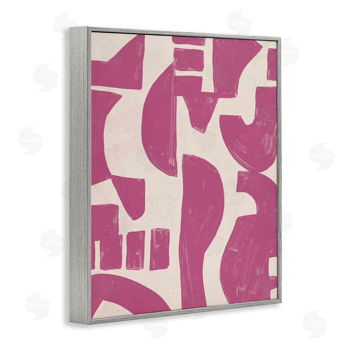 Purple Asymmetrical Shapes Grey Frame Print Wall Art, Home Decor by June Erica Vess