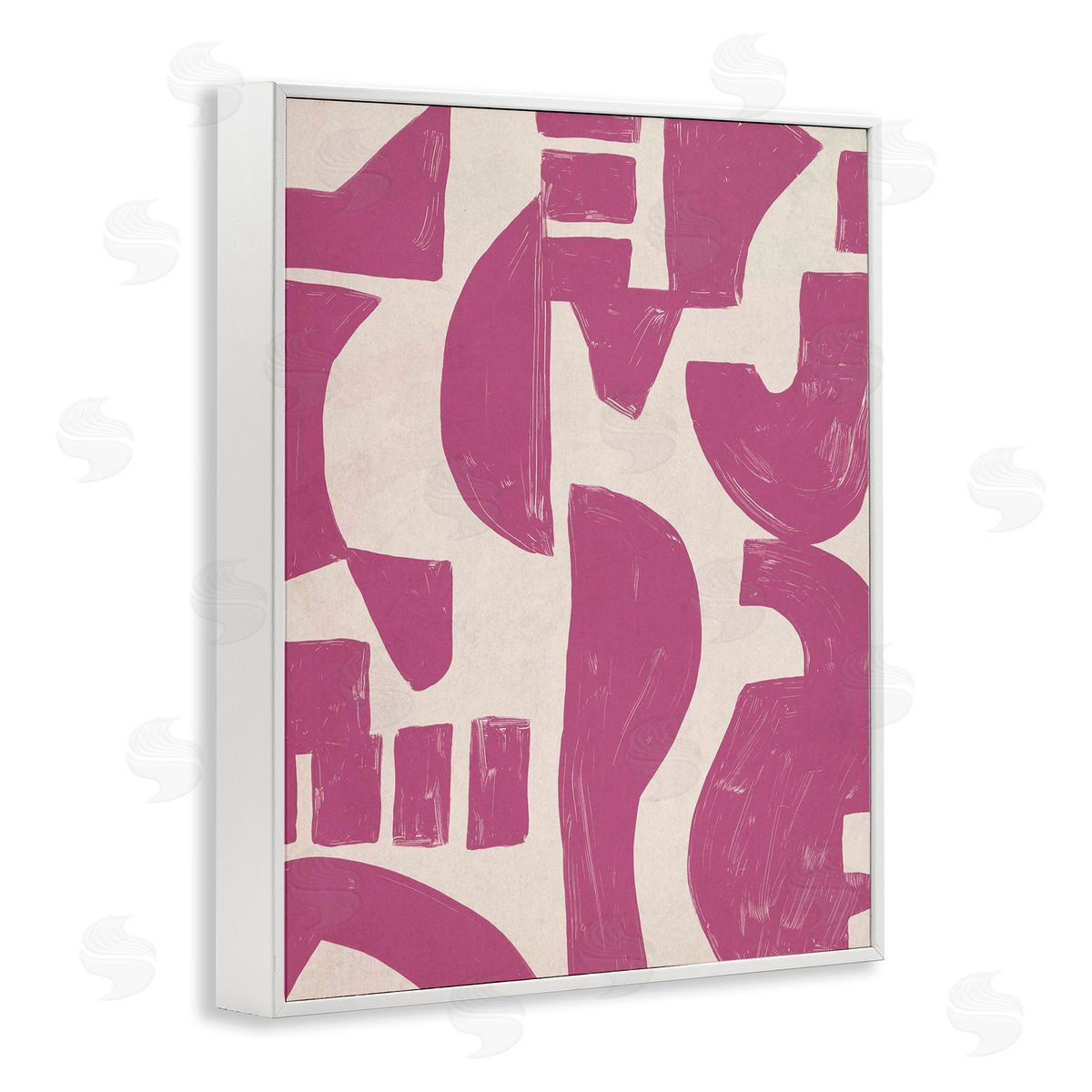 Purple Asymmetrical Shapes White Frame Print Wall Art, Home Decor by June Erica Vess