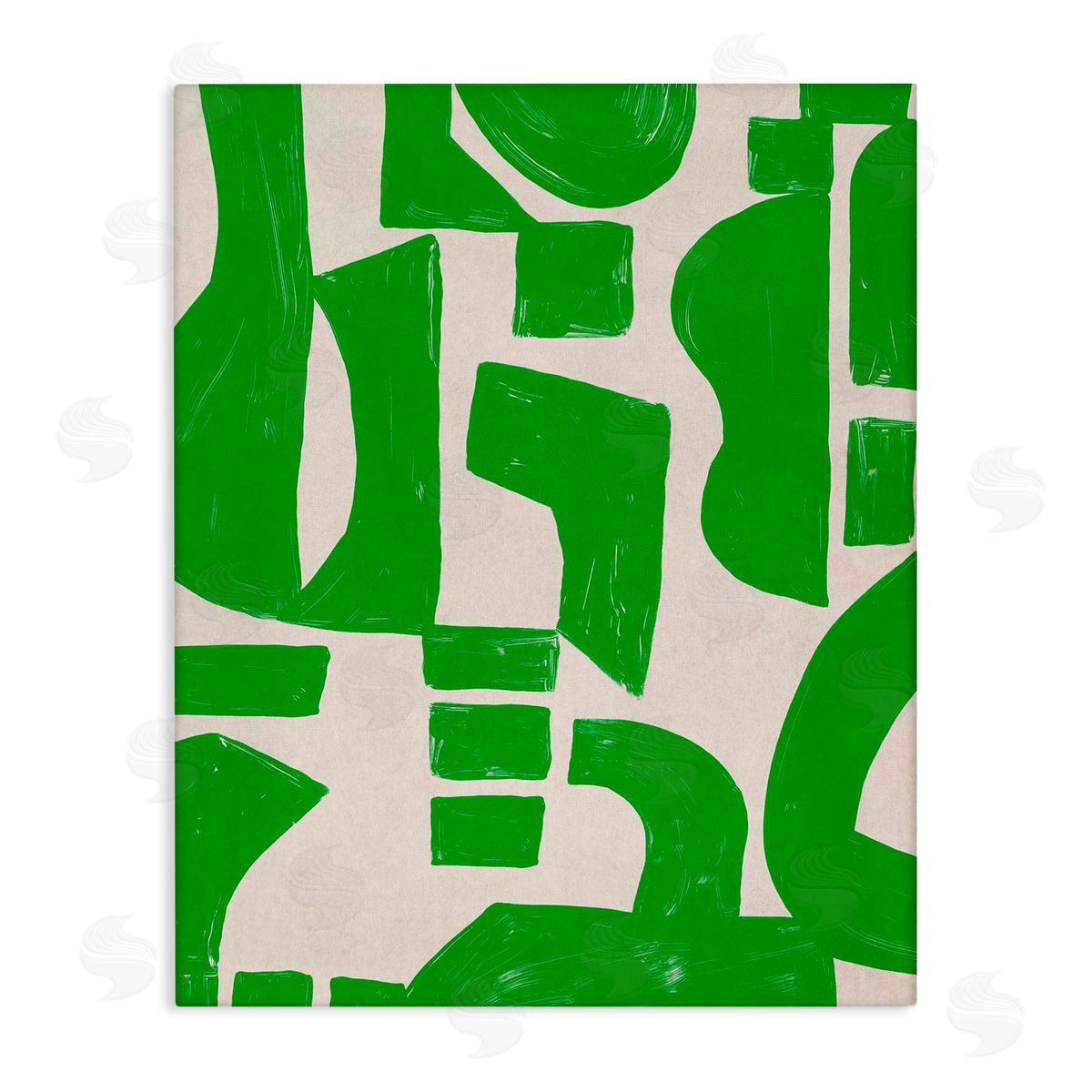 Green Asymmetrical Shapes Canvas Wall Art, Home Decor by June Erica Vess