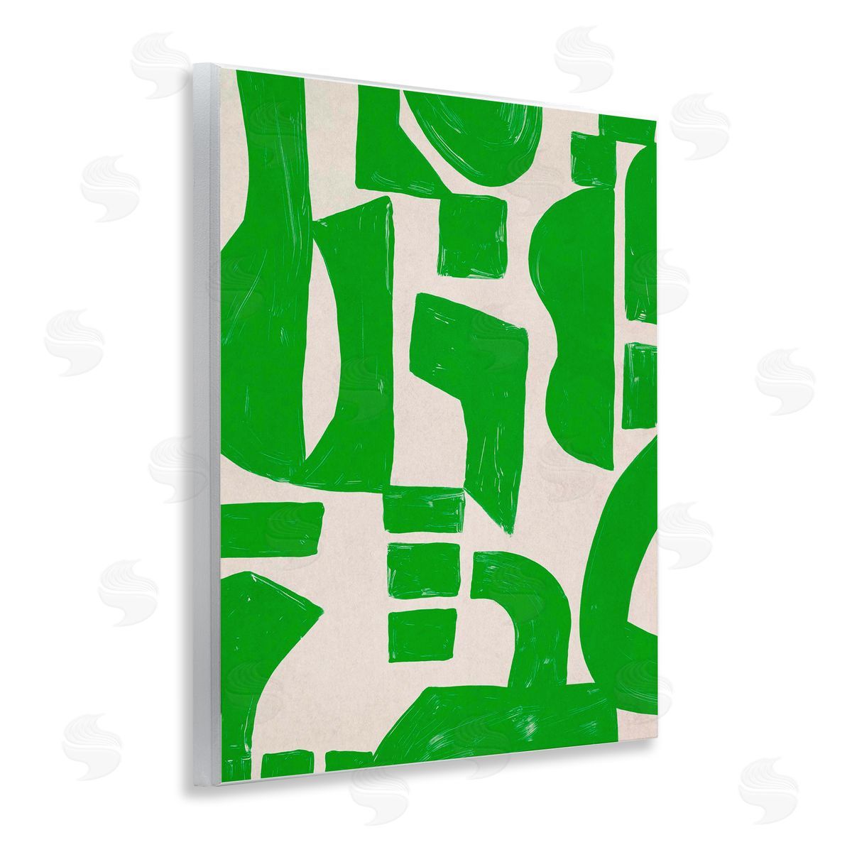 Green Asymmetrical Shapes Wood Plaque Wall Art, Home Decor by June Erica Vess