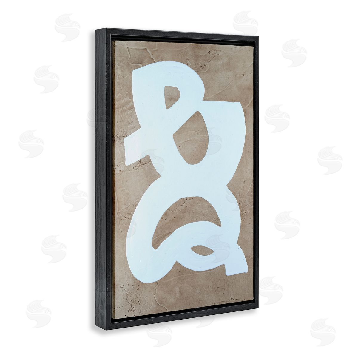 Curving Form over Beige Black Floating Frame Canvas Wall Art, Home Decor by Vanna Lam