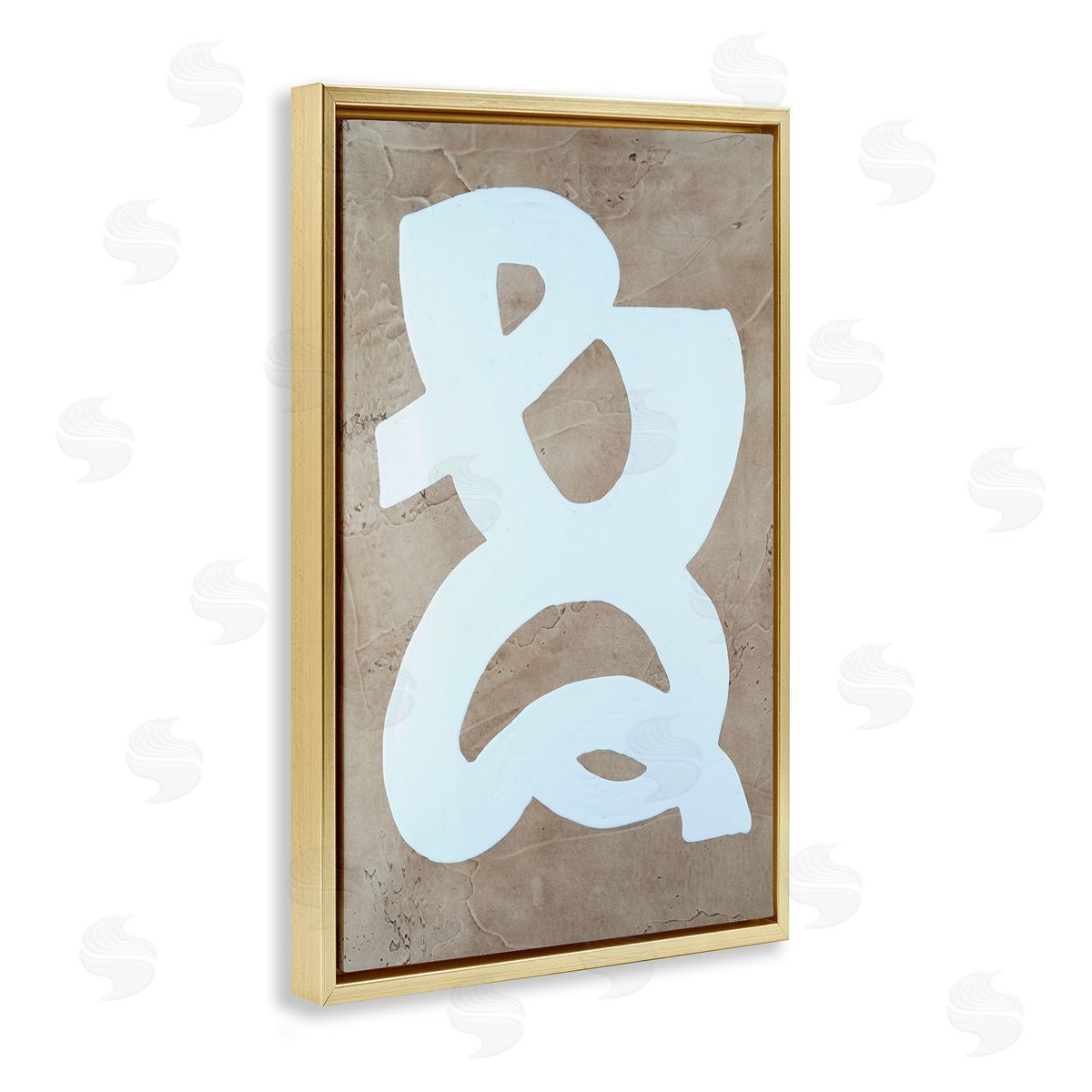 Curving Form over Beige Gold Floating Frame Canvas Wall Art, Home Decor by Vanna Lam