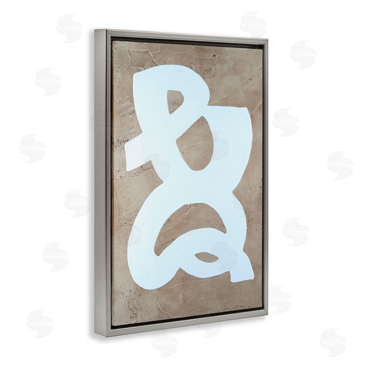 Curving Form over Beige Grey Floating Frame Canvas Wall Art, Home Decor by Vanna Lam