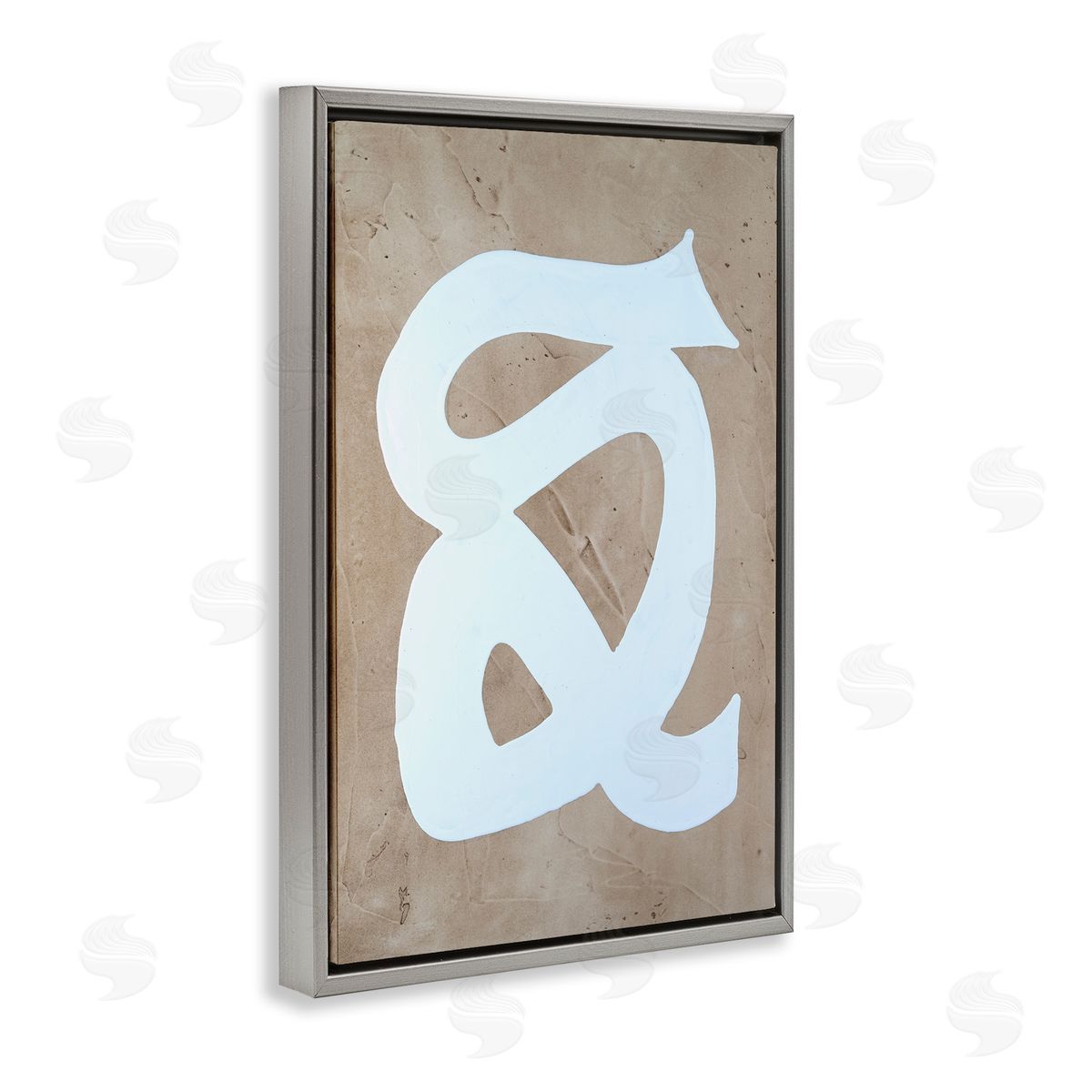 Modern Swirl on Beige Grey Floating Frame Canvas Wall Art, Home Decor by Vanna Lam