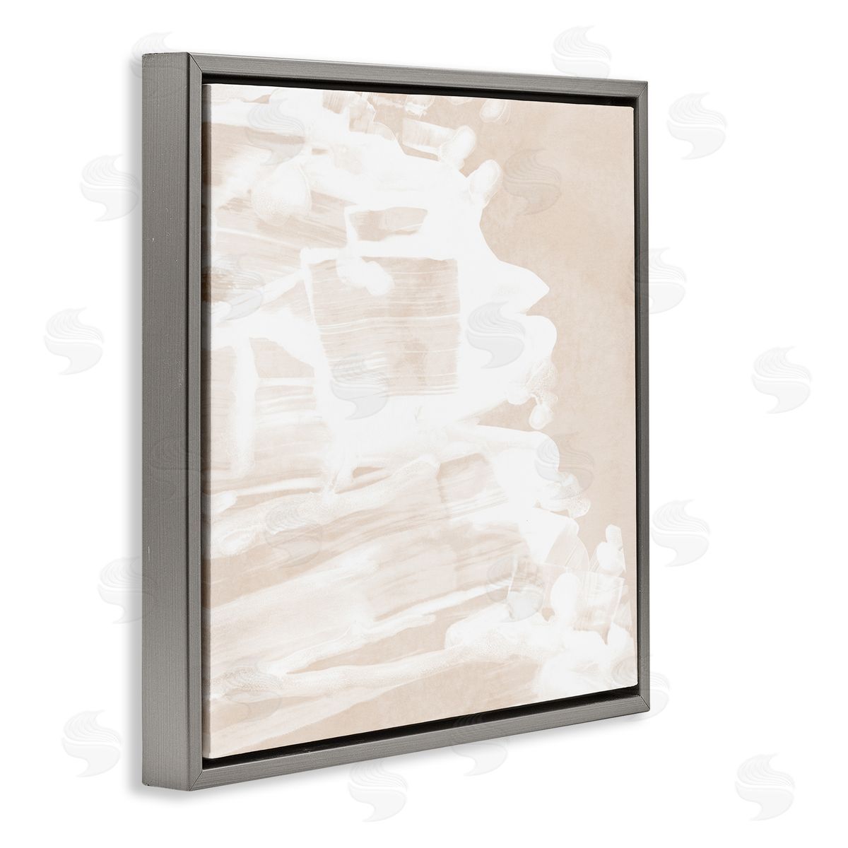 Abstract Tide Movement Grey Floating Frame Canvas Wall Art, Home Decor by June Erica Vess