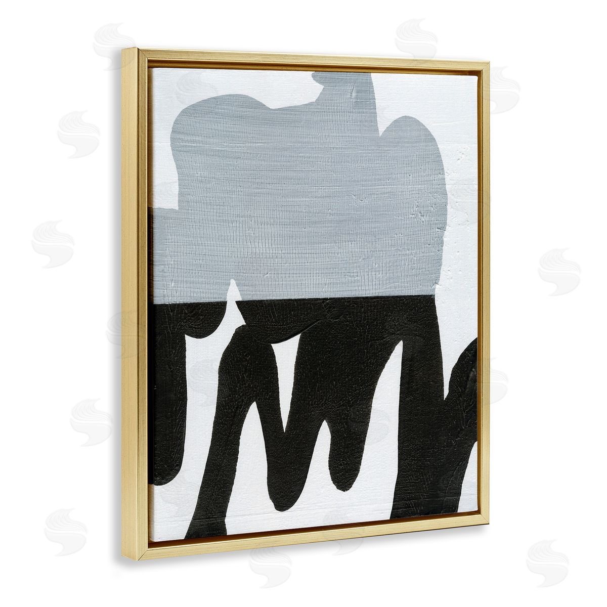 Opaque Black and Grey Form Gold Floating Frame Canvas Wall Art, Home Decor by Jodi Fuchs