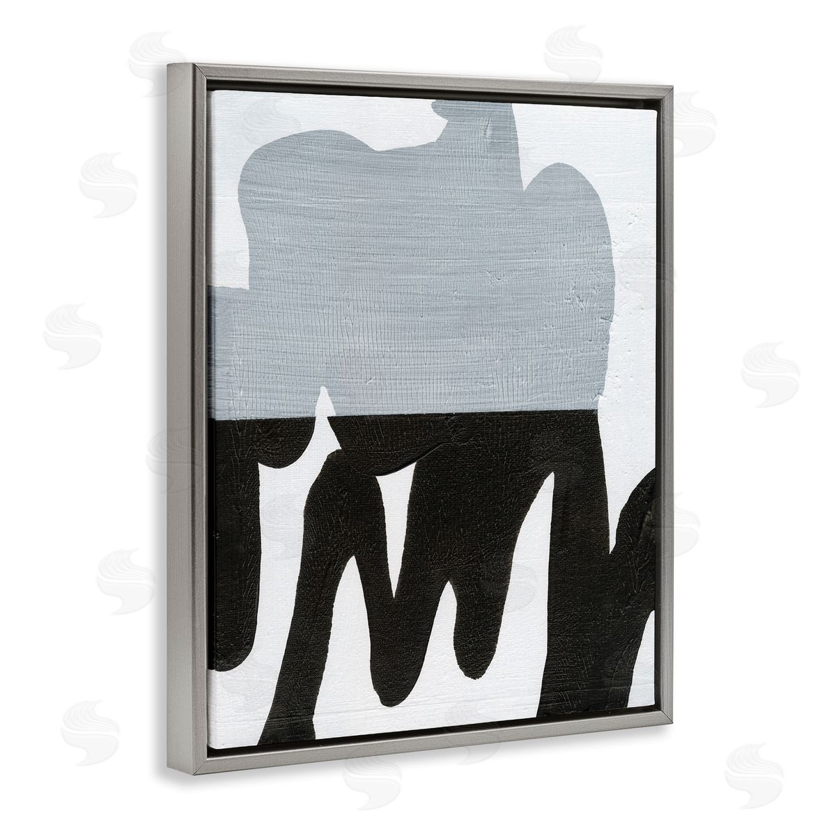 Opaque Black and Grey Form Grey Floating Frame Canvas Wall Art, Home Decor by Jodi Fuchs