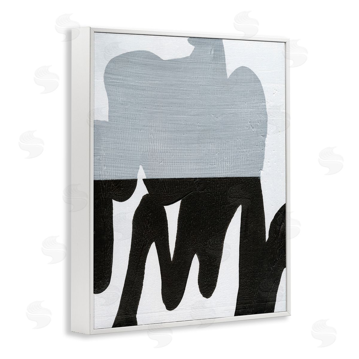 Opaque Black and Grey Form White Frame Print Wall Art, Home Decor by Jodi Fuchs
