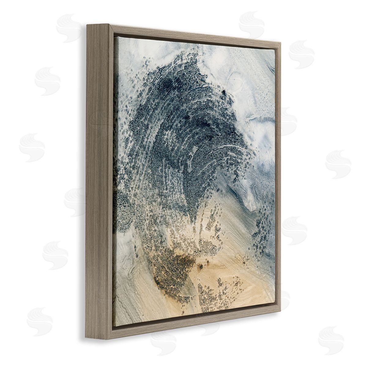 Brushed Abstract Paint Brown Floating Frame Canvas Wall Art, Home Decor by Ethan Harper