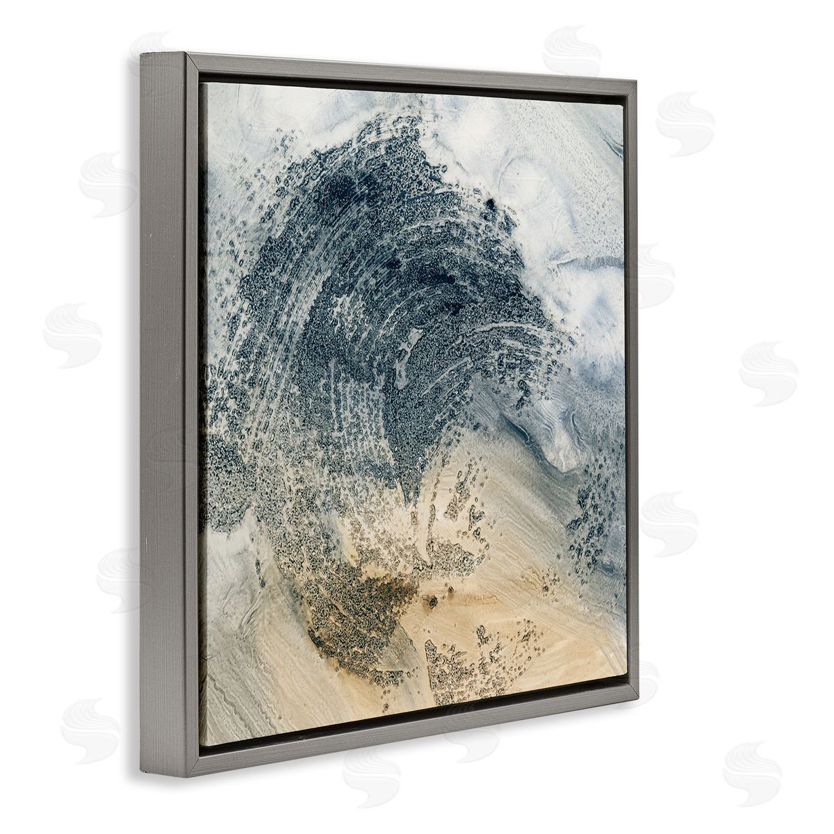 Brushed Abstract Paint Grey Floating Frame Canvas Wall Art, Home Decor by Ethan Harper