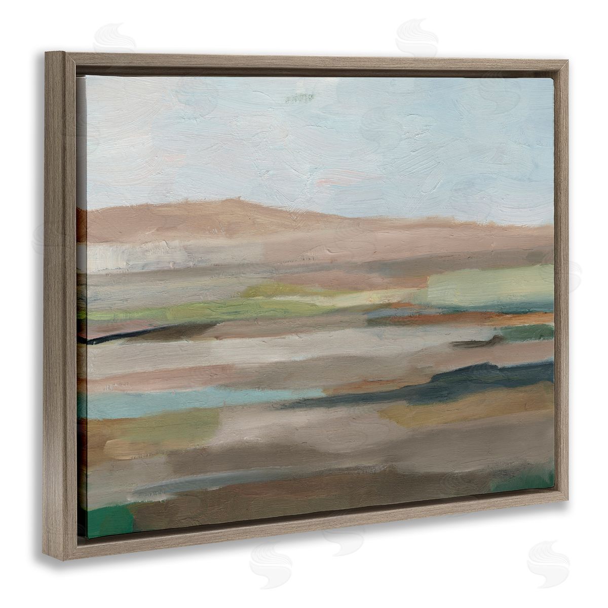 Scenic Desert Landscape Brown Floating Frame Canvas Wall Art, Home Decor by Ethan Harper