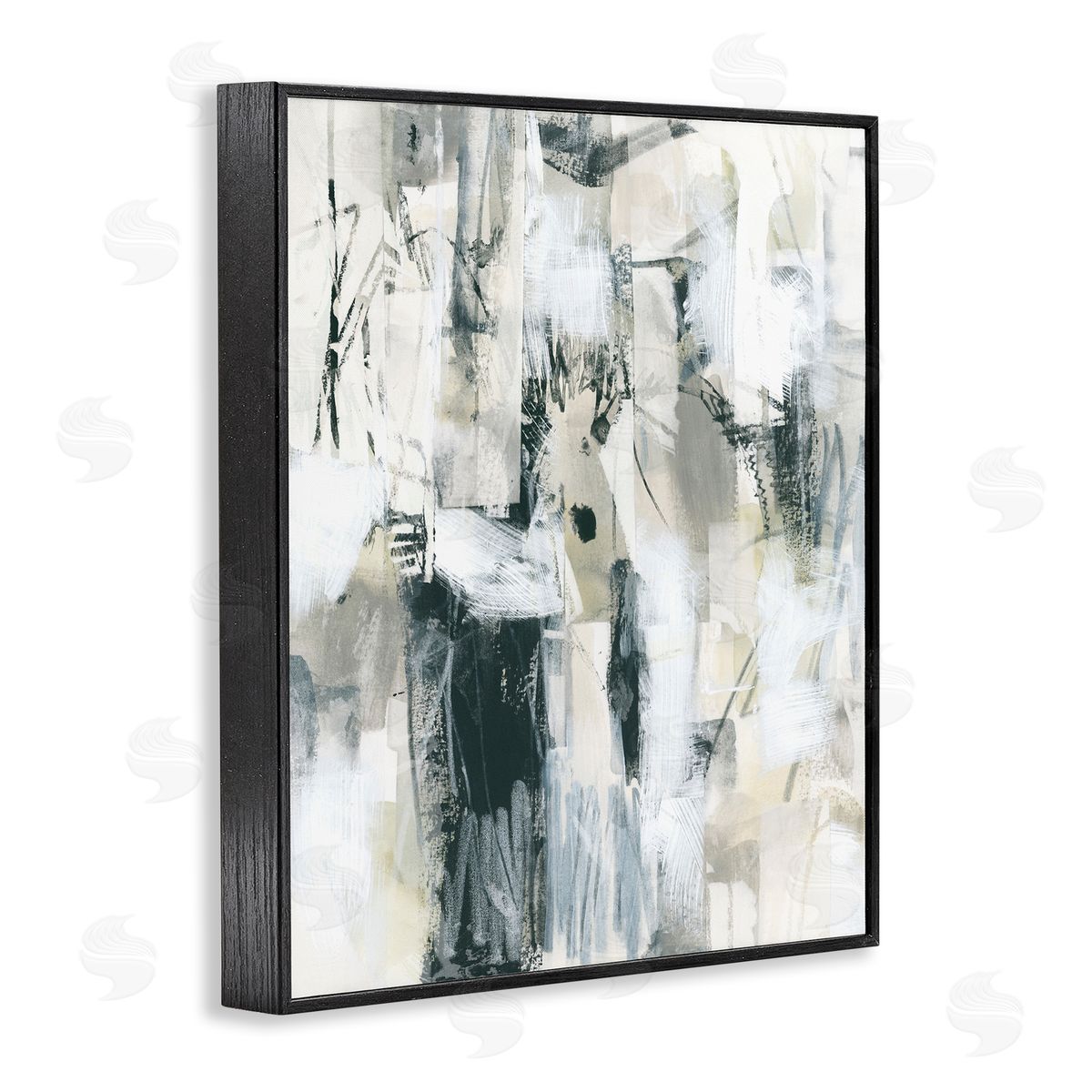 Expressive Grey Abstraction Black Frame Print Wall Art, Home Decor by June Erica Vess