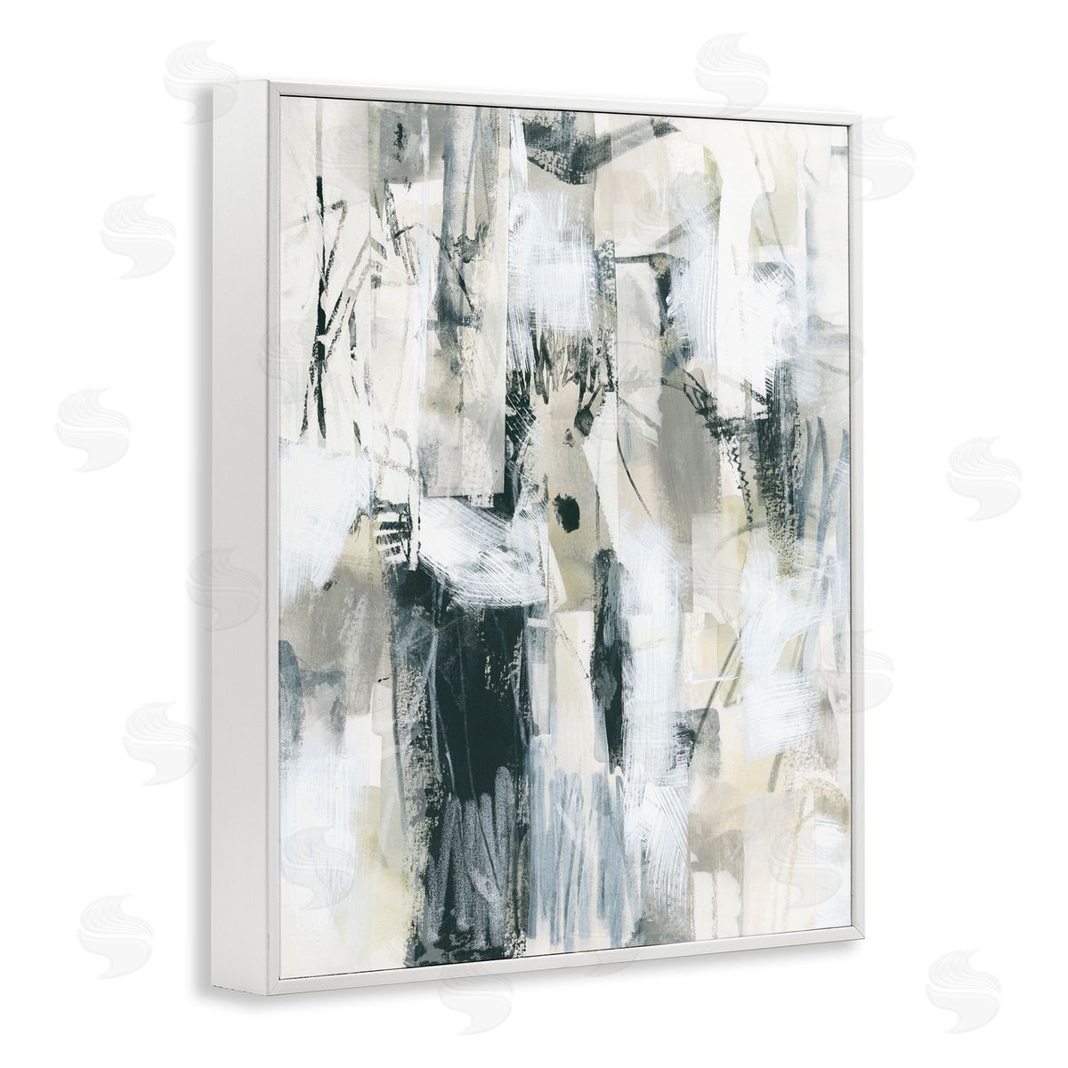 Expressive Grey Abstraction White Frame Print Wall Art, Home Decor by June Erica Vess