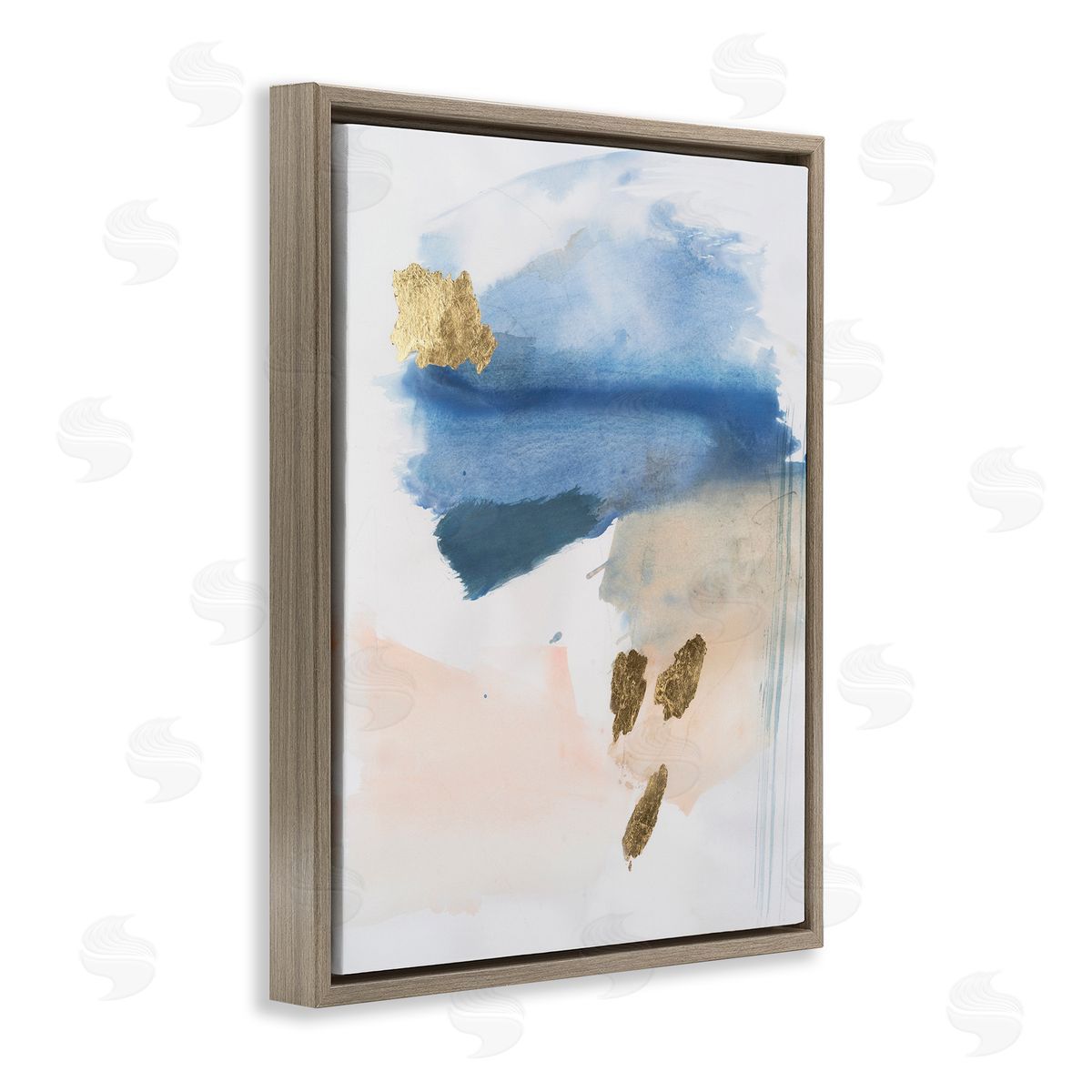 Blue and Blush Ombre Brown Floating Frame Canvas Wall Art, Home Decor by Victoria Barnes