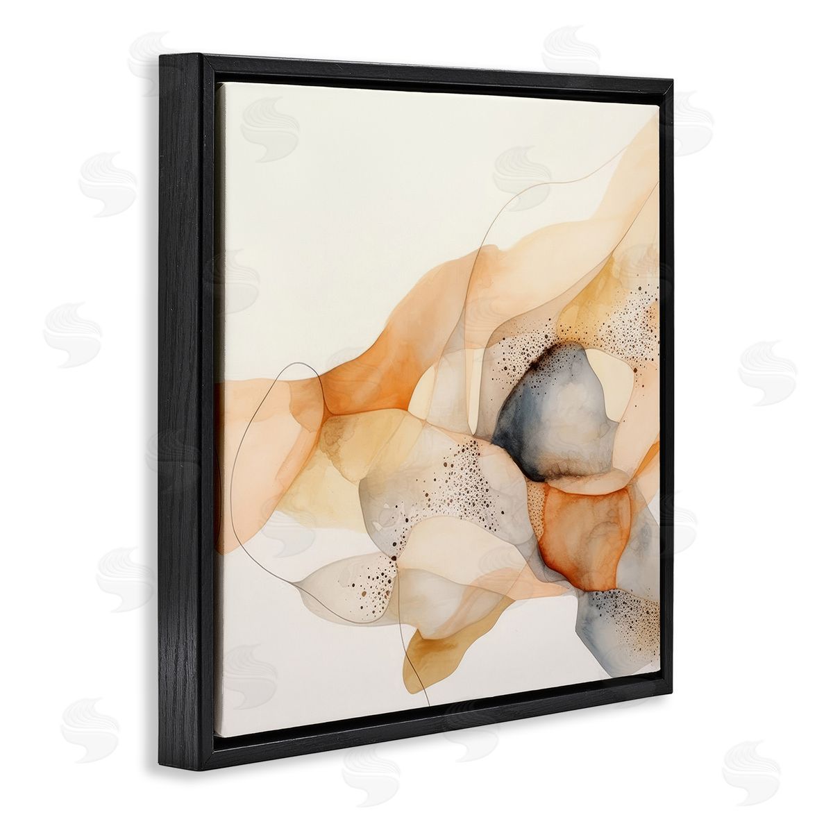 Cascading Fluid Abstract Black Floating Frame Canvas Wall Art, Home Decor by Irena Orlov